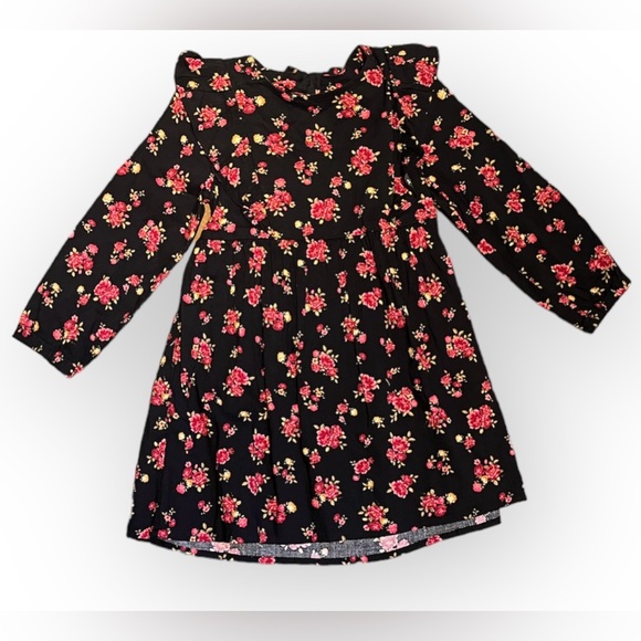 Old Navy Other - Old Navy- Girls 3T- Black Fit and Flare Ruffle Trim Floral Dress